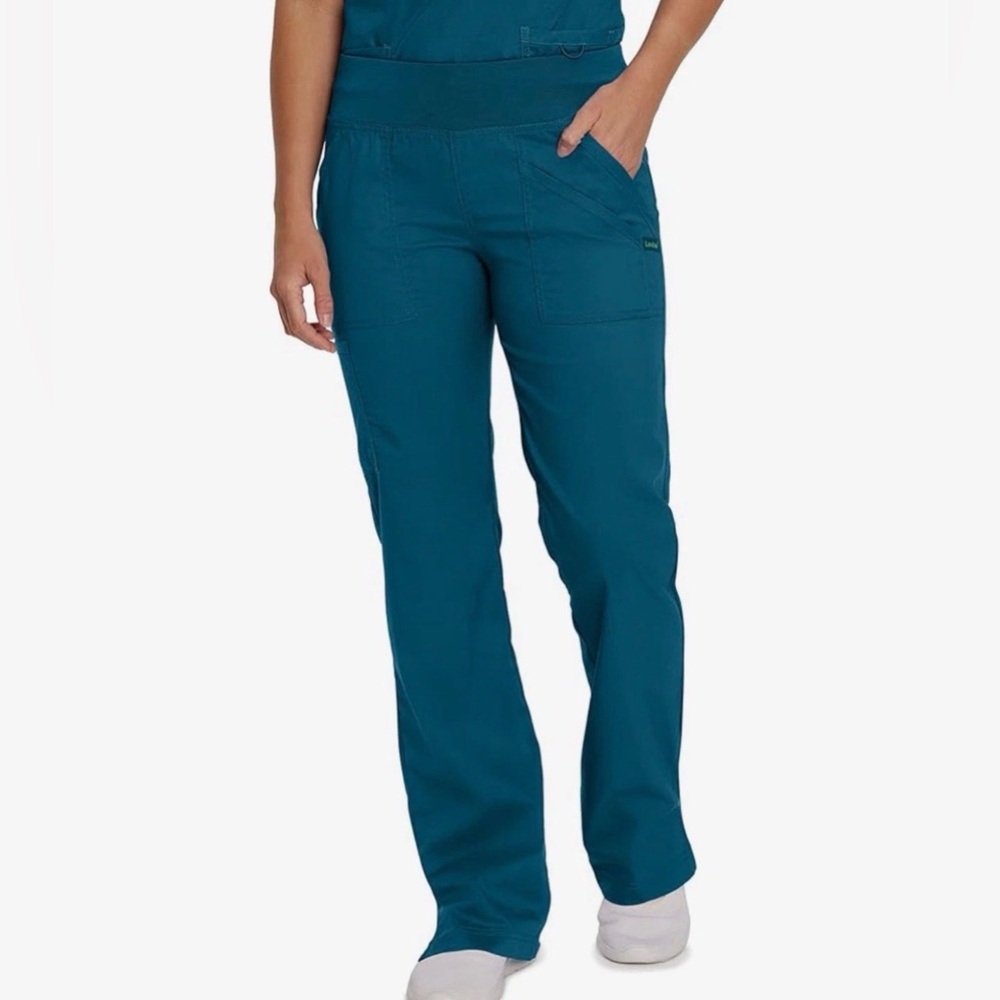 Landau Proflex Modern Fit Comfort Stretch Scrub Pants Teal 4-Pocket Women Sz 2XL